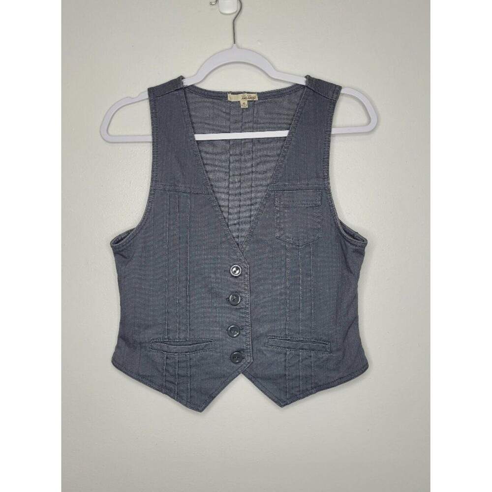 BeBop gray blue button front 2010s scene hipster slight crop vest size medium